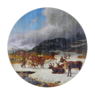 Rentierherde in den Bergen nördlich von Røros Schneidebrett