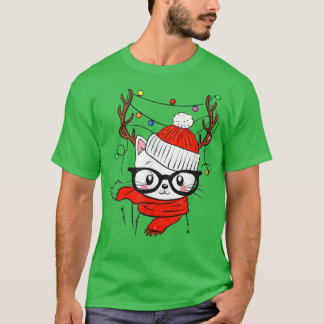 Rentierkatze Weihnachts Weihnachtslicht Weihnachts T-Shirt