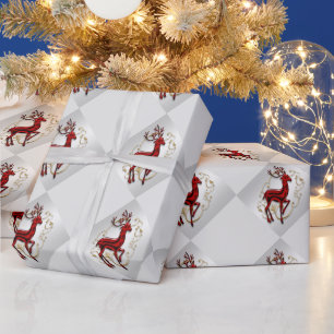 Rentiermuster aus Rot-Gold-Imitat Geschenkpapier