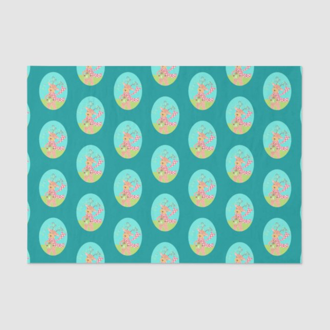Rentiermuster Holiday-Papiertaschentuch Seidenpapier (Vorderseite)