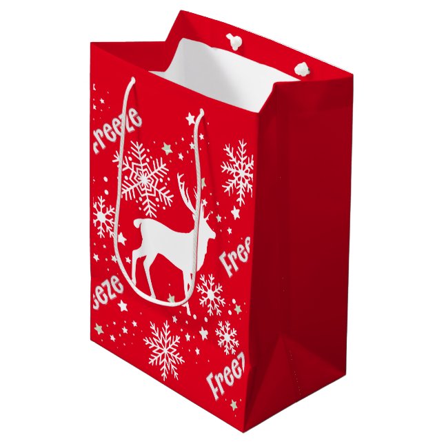 Rentierrot Mittlere Geschenktüte (Vorderseite Schrägansicht)