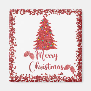 Rentierroter Glitzer - frohe Weihnachten Magnet