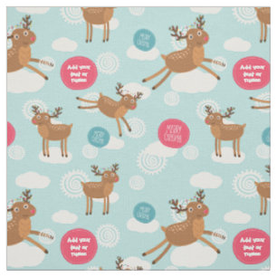Rentiers Flying Custom Christmas Fabric Stoff