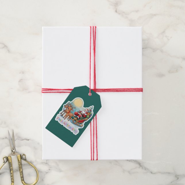 Rentierschlitten mit Rudi -  Geschenkanhänger (Mit Garn)