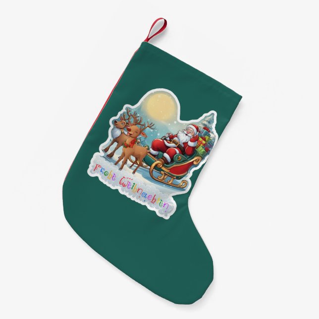 Rentierschlitten mit Rudi -  Kleiner Weihnachtsstrumpf (Vorderansicht (hängend))