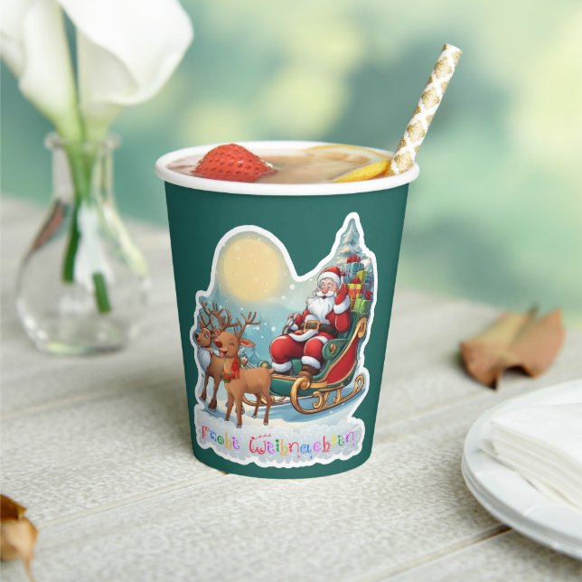 Rentierschlitten mit Rudi -  Pappbecher (In Situ)