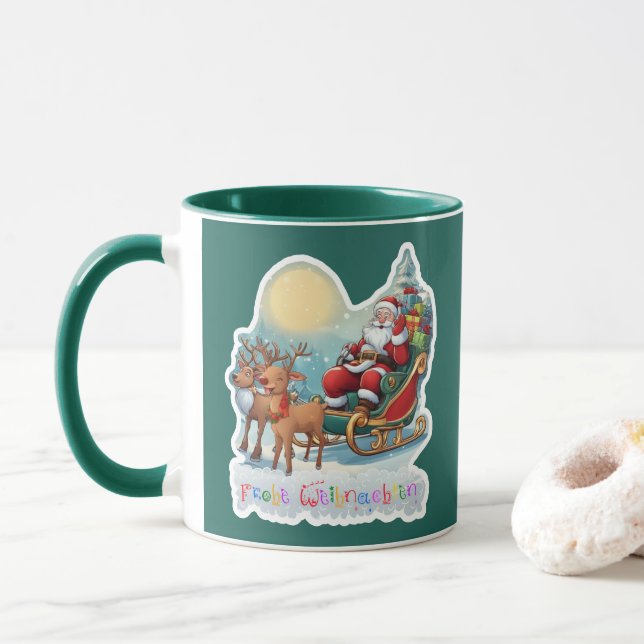 Rentierschlitten mit Rudi -  Tasse (Mit Donut)