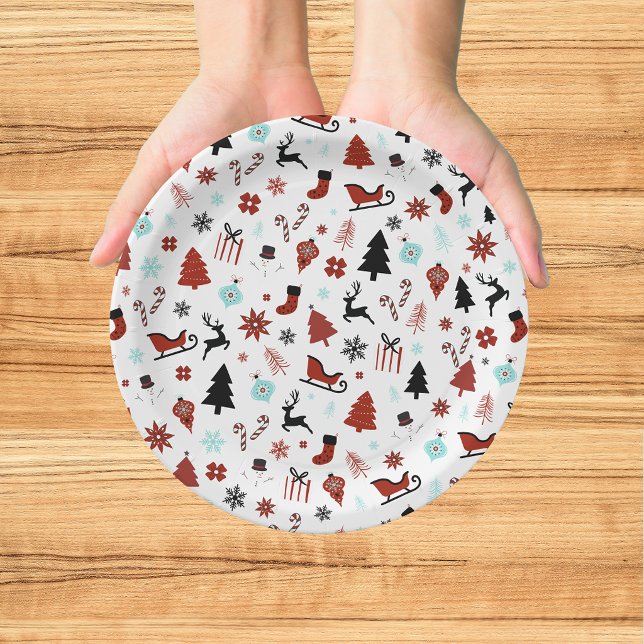 Rentierschlitten Weihnachtskiefern Pappteller (Von Creator hochgeladen)