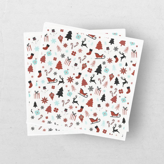 Rentierschlitten Weihnachtskiefern Serviette (Von Creator hochgeladen)