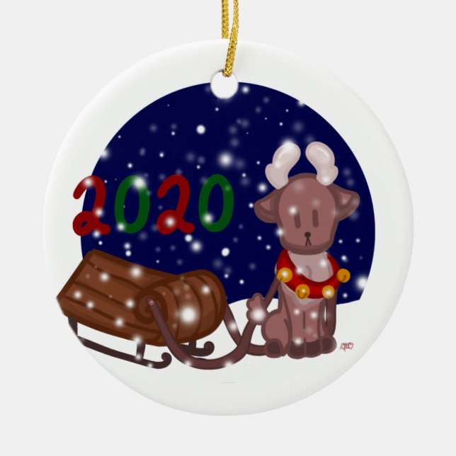 Rentierverzierung Keramik Ornament (Vorne)