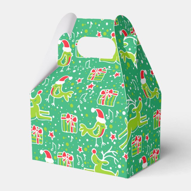 Rentiervogel-Grün Weihnachtsmuster Geschenkboxen Geschenkschachtel (Vorderseite)