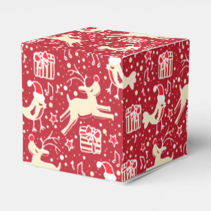 Rentiervogel Rote Creme Weihnachtsmuster Geschenkb Geschenkschachtel