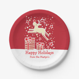 Rentiervogelmuster aus Rotpapier-Teller Pappteller