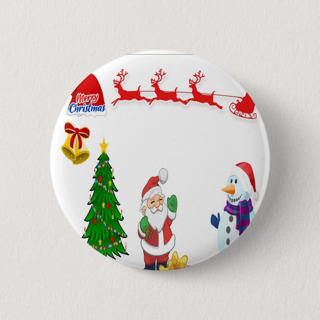 Rentierwagen des Weihnachtsmanns Button (Vorderseite)
