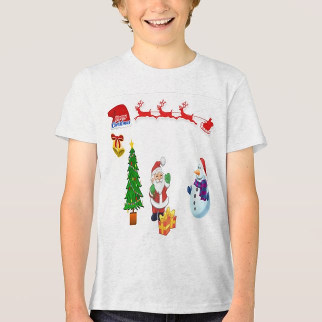 Rentierwagen des Weihnachtsmanns Tri-Blend Shirt (Vorderseite)