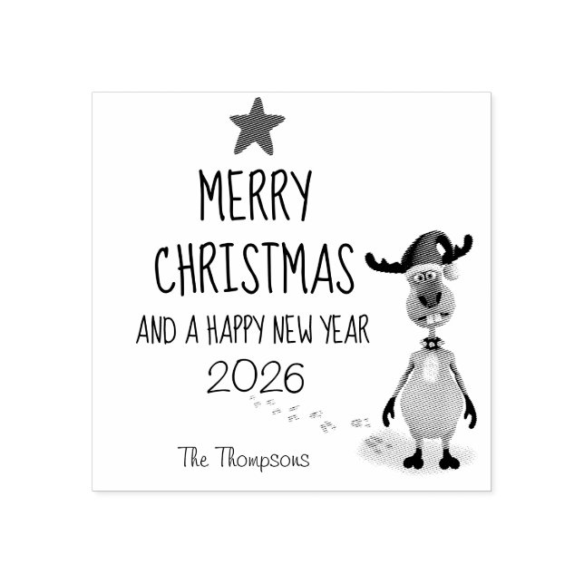 Rentierweihnachtsbaum 2025 Rubber Gummistempel (Prägung)