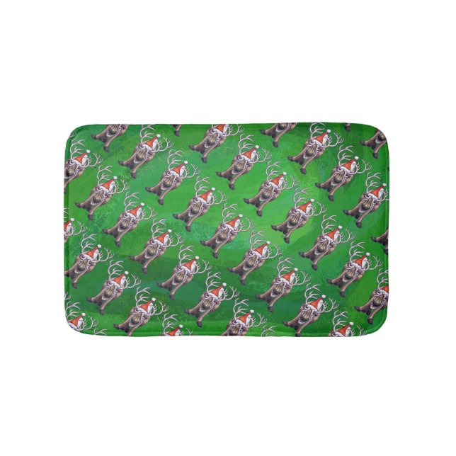 Rentierweihnachtsfest auf Green Badematte (Vorderseite)