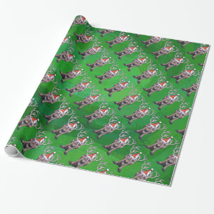 Rentierweihnachtsfest auf Green Geschenkpapier