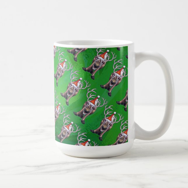 Rentierweihnachtsfest auf Green Kaffeetasse (Rechts)