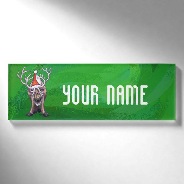 Rentierweihnachtsfest auf Green Namenschild (Vorderseite)
