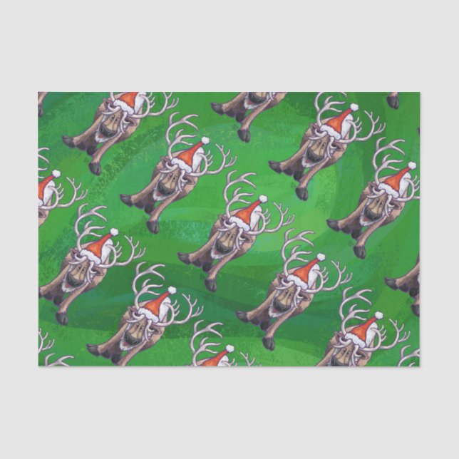 Rentierweihnachtsfest auf Green Seidenpapier (Vorderseite)