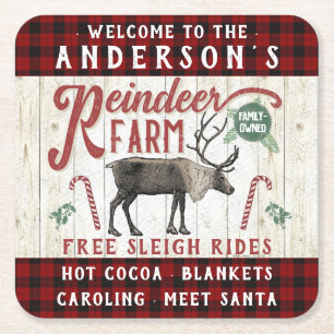 Rentierzucht Rustikaler Vintager Bauernhof Individ Rechteckiger Pappuntersetzer