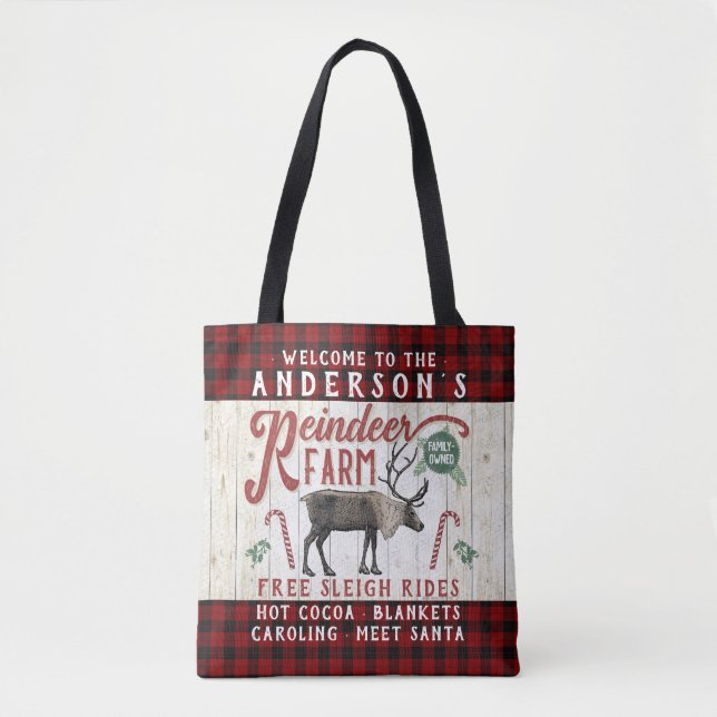 Rentierzucht Rustikaler Vintager Bauernhof Individ Tasche (Vorderseite)