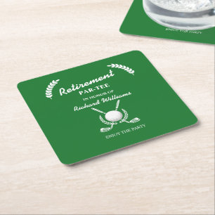 Rentirement Golf Clubs Wreath Themed Party Rechteckiger Pappuntersetzer