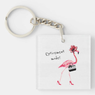 Rentner-Modus! Chic Eleganter Rosa Flamingo Schlüsselanhänger