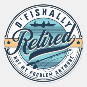 Rentner O'Fishally Lustiger Retro-Angler Runder Aufkleber