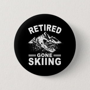Rentner Ski fahren Ski Skifahrer Ruhestand Button