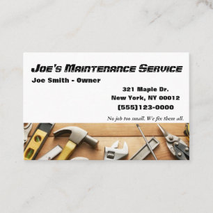 Réparation de maintenance Handyman Service Carte d
