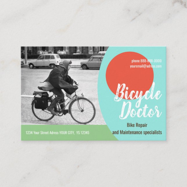 RÉPARATION DE VÉLOS Euro, Carte de visite de 3,346 (Devant)