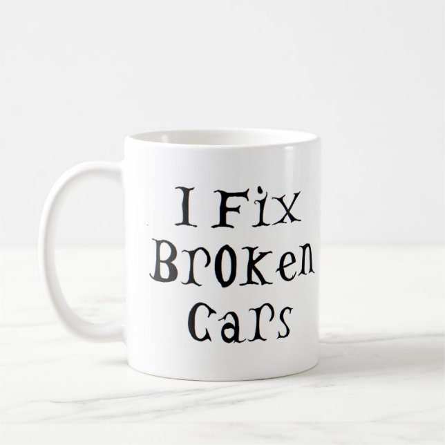 Reparatur kaputter Autos Kaffeetasse (Links)