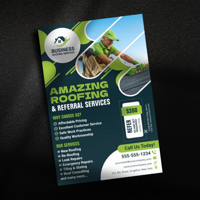 Reparatur, Montage, Reparatur von Green-Dach-Diens Flyer (Von Creator hochgeladen)