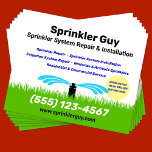 Reparatur und Installation von Sprinklern Flyer<br><div class="desc">Einfaches Vektorlogo in blau und grün von Rasenwasser sprühen auf Rasen,  die von Wassertropfen Kontur umgeben sind.</div>