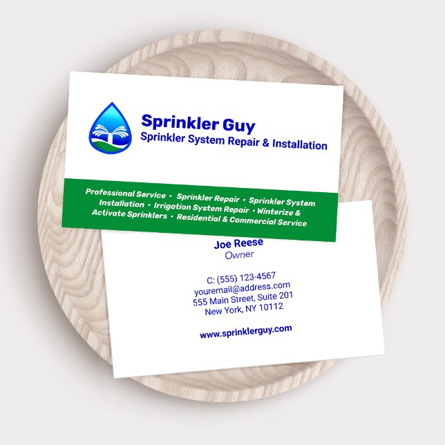 Reparatur und Installation von Sprinklern Visitenkarte (Von Creator hochgeladen)