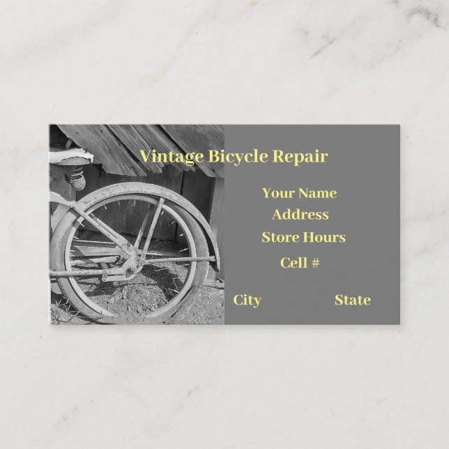 Reparatur- und Reparaturwerkstätte für Fahrräder Visitenkarte (Vorderseite)