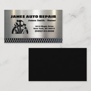 Reparatur von Auto für die Konstruktion von Metall Visitenkarte