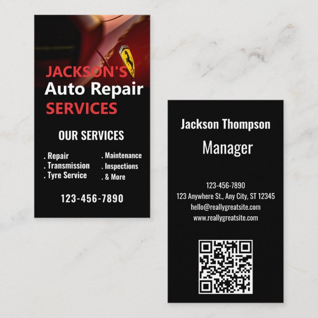 Reparatur von Auto für mobile Autos Visitenkarte (Vorne/Hinten)