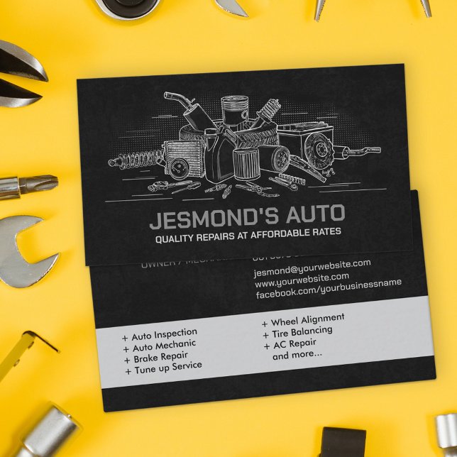 Reparatur von Auto - Mechanische Visitenkarte (Von Creator hochgeladen)