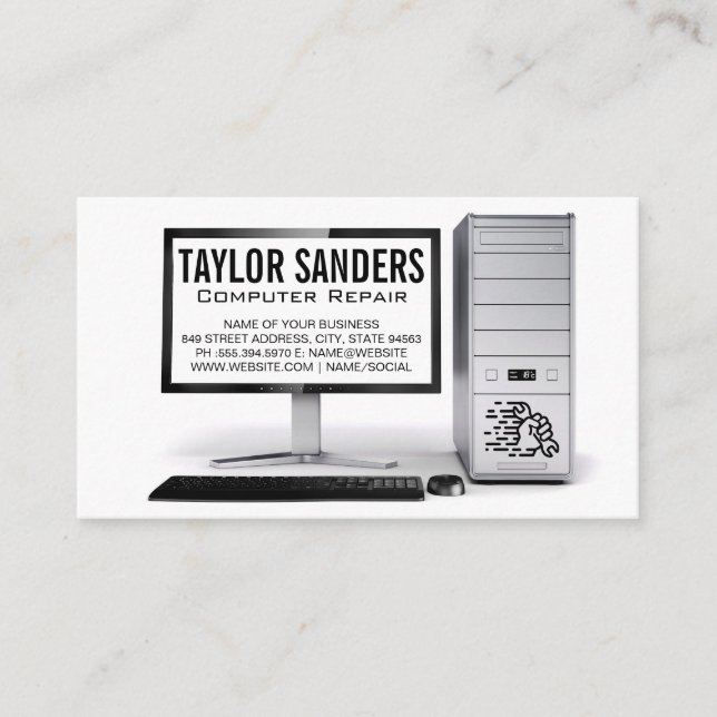 Reparatur von Computertechnikern Visitenkarte (Vorderseite)