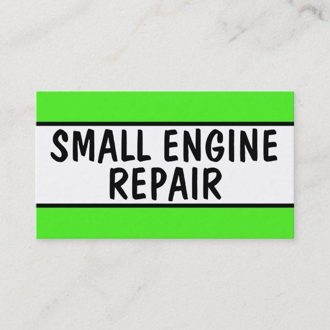 Reparatur von kleinen Motoren Neon Green Visitenkarte (Vorderseite)