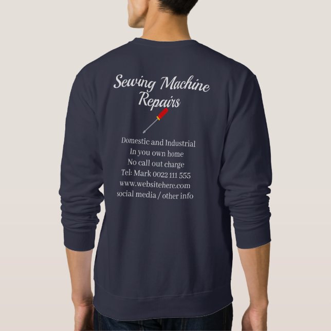 Reparatur von Nähmaschinen Sweatshirt (Rückseite)