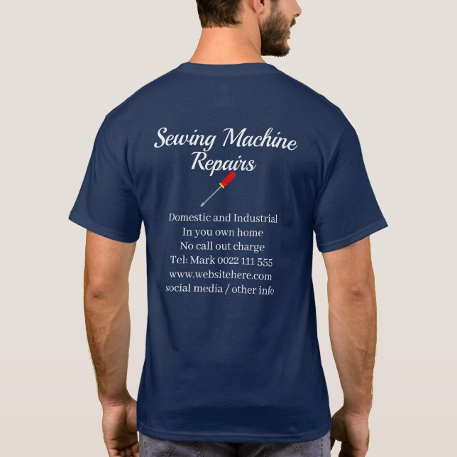 Reparatur von Nähmaschinen T-Shirt (Rückseite)