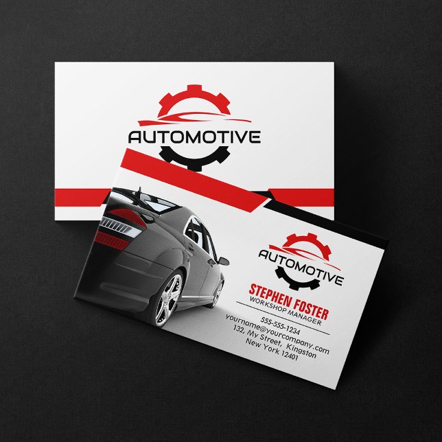 Reparatur von roten Kraftfahrzeugen Teile von Auto Visitenkarte (Von Creator hochgeladen)
