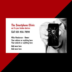 Reparaturdienstleistungen für Mobiltelefone Visitenkarte