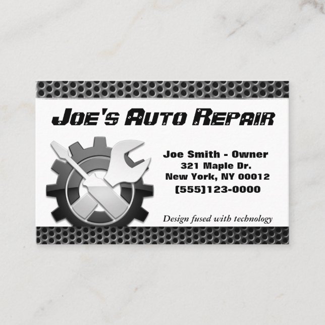 Reparaturservice für den Motor von Auto Visitenkarte (Vorderseite)