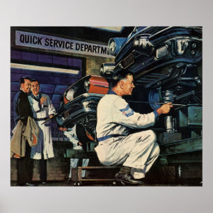 Reparaturservice für Oldtimer Auto-Mechaniker Gesc Poster