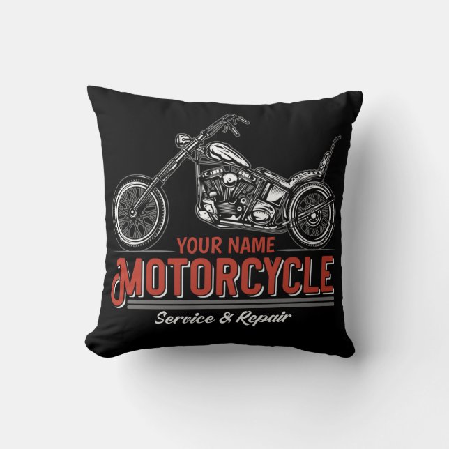 Reparaturshop für personalisierte Motorräder Kissen (Vorderseite)